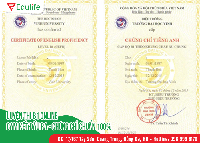 bằng B1 tiếng anh là gì