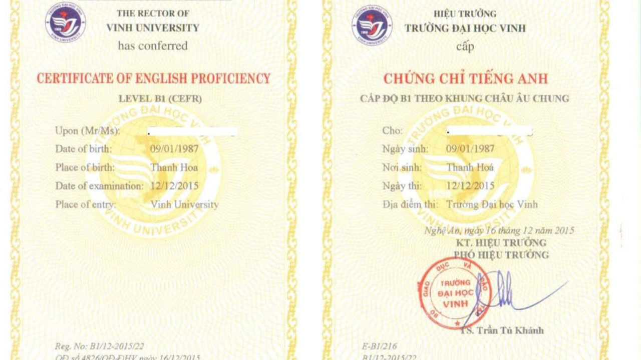 Chứng chỉ tiếng Anh b1 đầu ra thạc sỹ