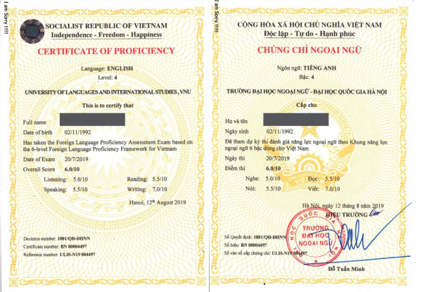 chứng chỉ b2 Đại học quốc gia