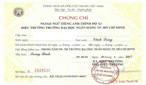 Chứng chỉ ngoại ngữ Đại học ngân hàng TP. HCM
