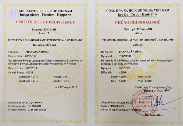 thi chứng chỉ tiếng anh b1 đại học ngoại ngữ