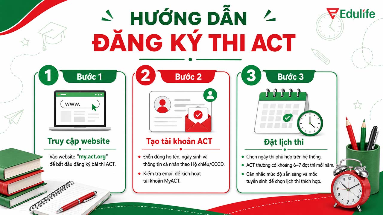Chi tiết các bước đăng ký thi ACT