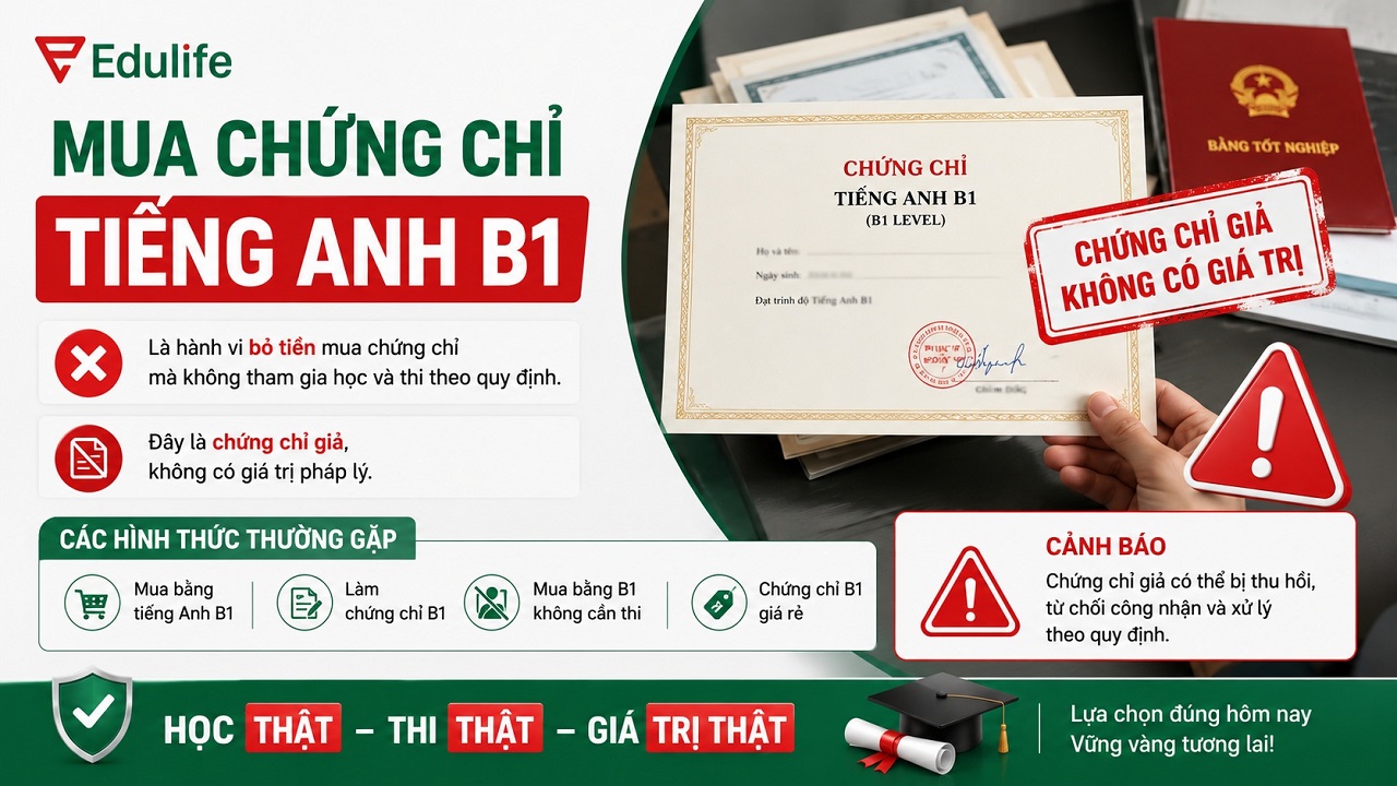 Mua chứng chỉ tiếng Anh B1 là hành vi vi phạm pháp luật