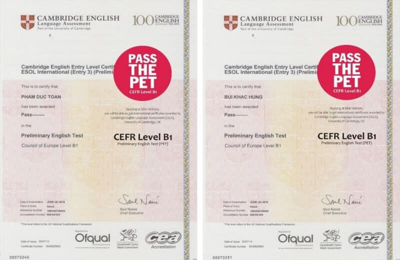 b1 cambridge certificate