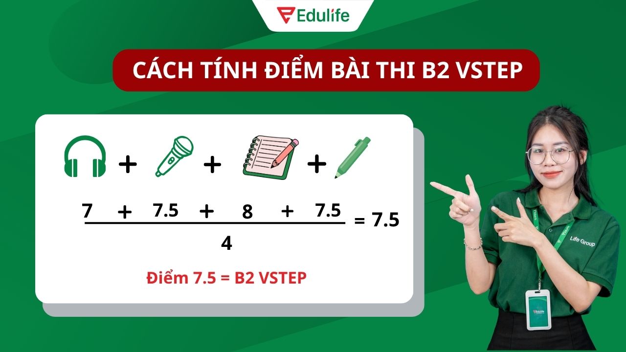 Bài thi B2 VSTEP được tính trên thang điểm 10 cho 4 kỹ năng