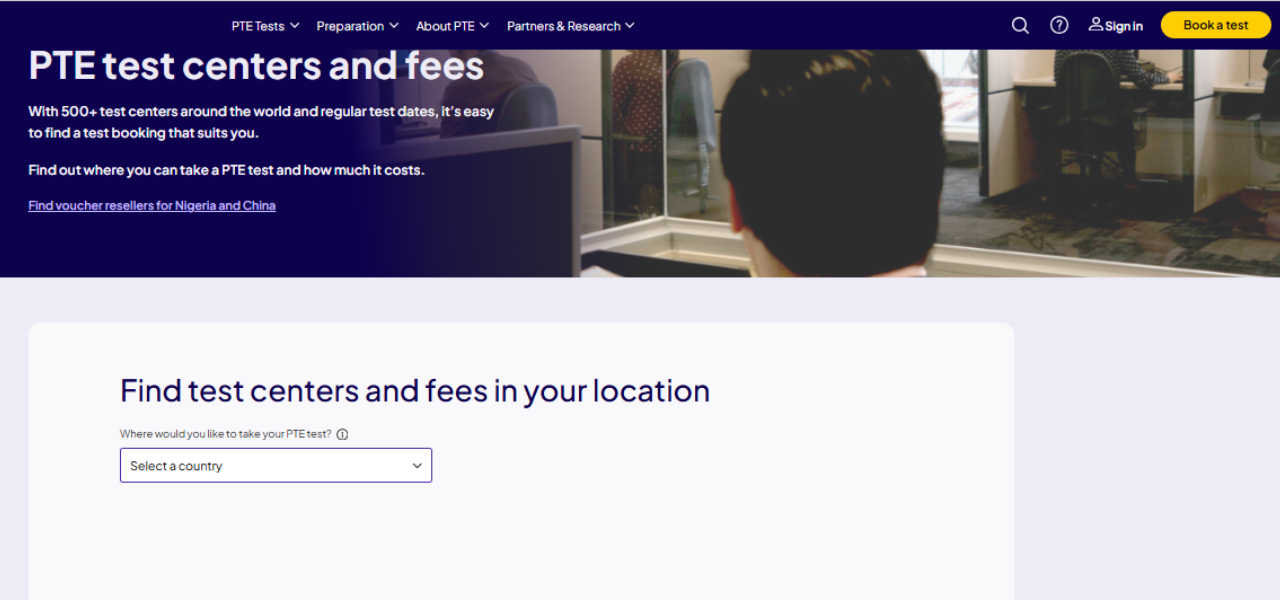 Thí sinh có thể tra cứu địa chỉ thi PTE trên website chính thức của Pearson