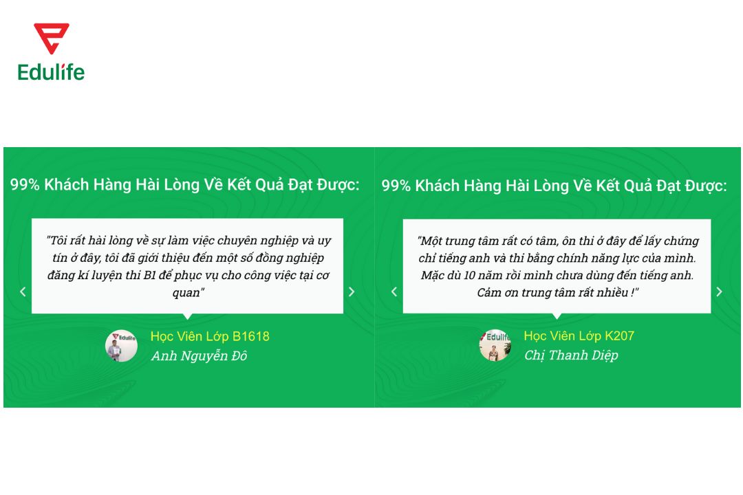 Feedback của học viên khi học khóa luyện thi VSTEP online tại trung tâm Edulife