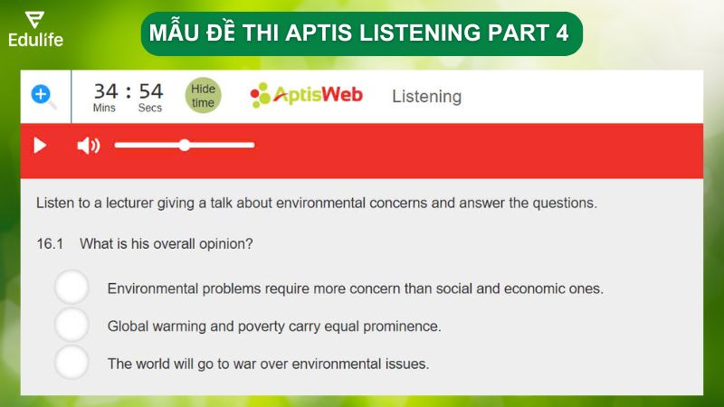 Mẫu câu hỏi Aptis Listening Part 4 questions 