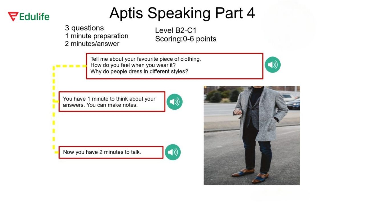 Aptis Speaking Part 4 gồm có 3 câu hỏi