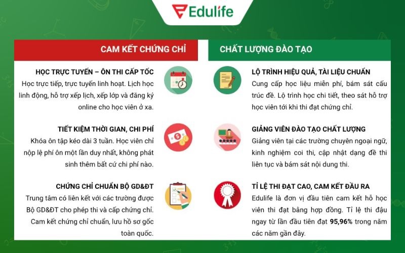 Cam kết chất lượng đào tạo tại Edulife