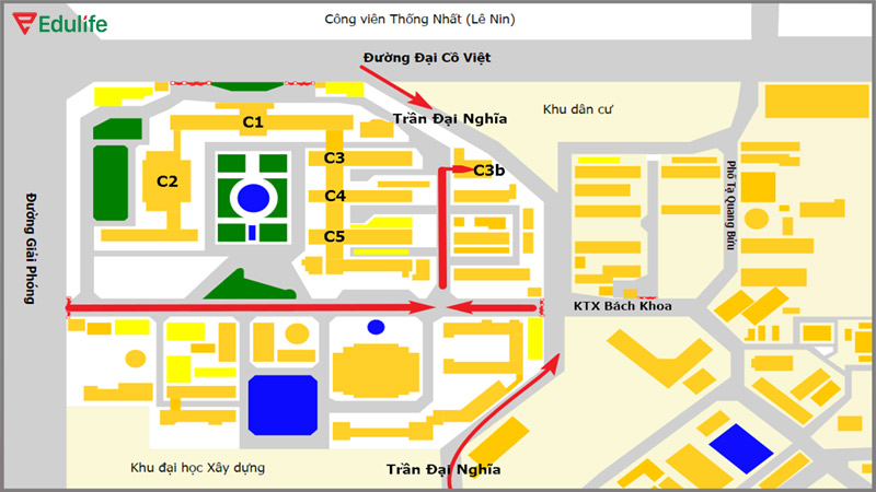 Sơ đồ tới khu vực toà nhà thi VSTEP tại ĐH Bách Khoa HN