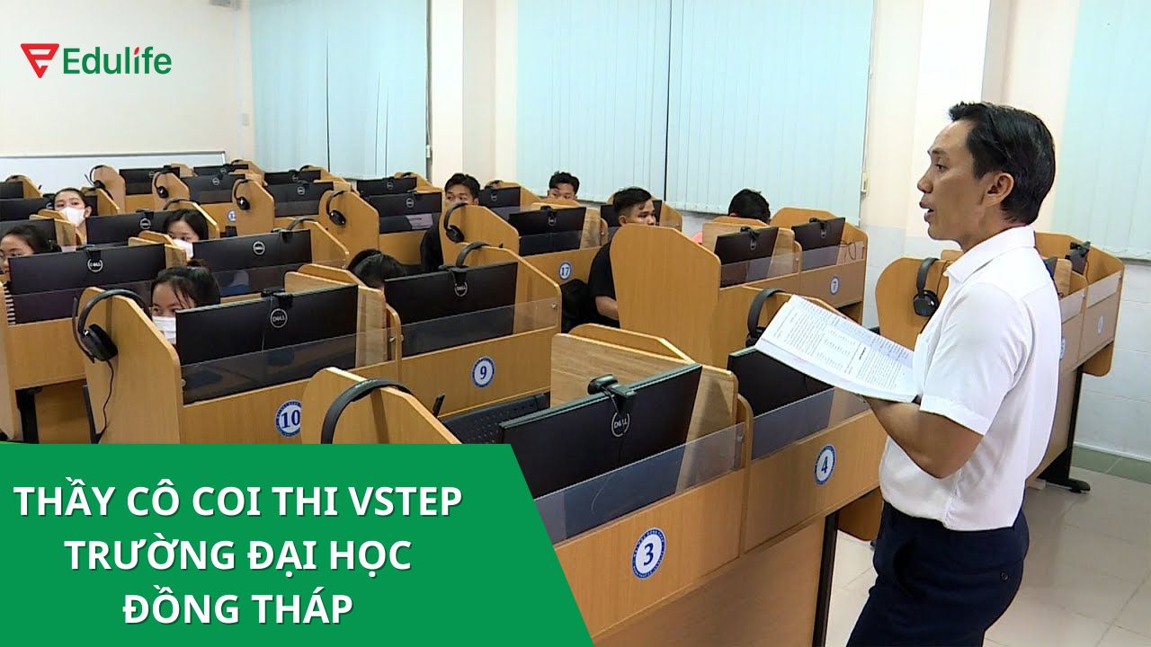 Thầy cô Trường Đại học Đồng Tháp đang phổ biến lại quy chế của kỳ thi VSTEP 