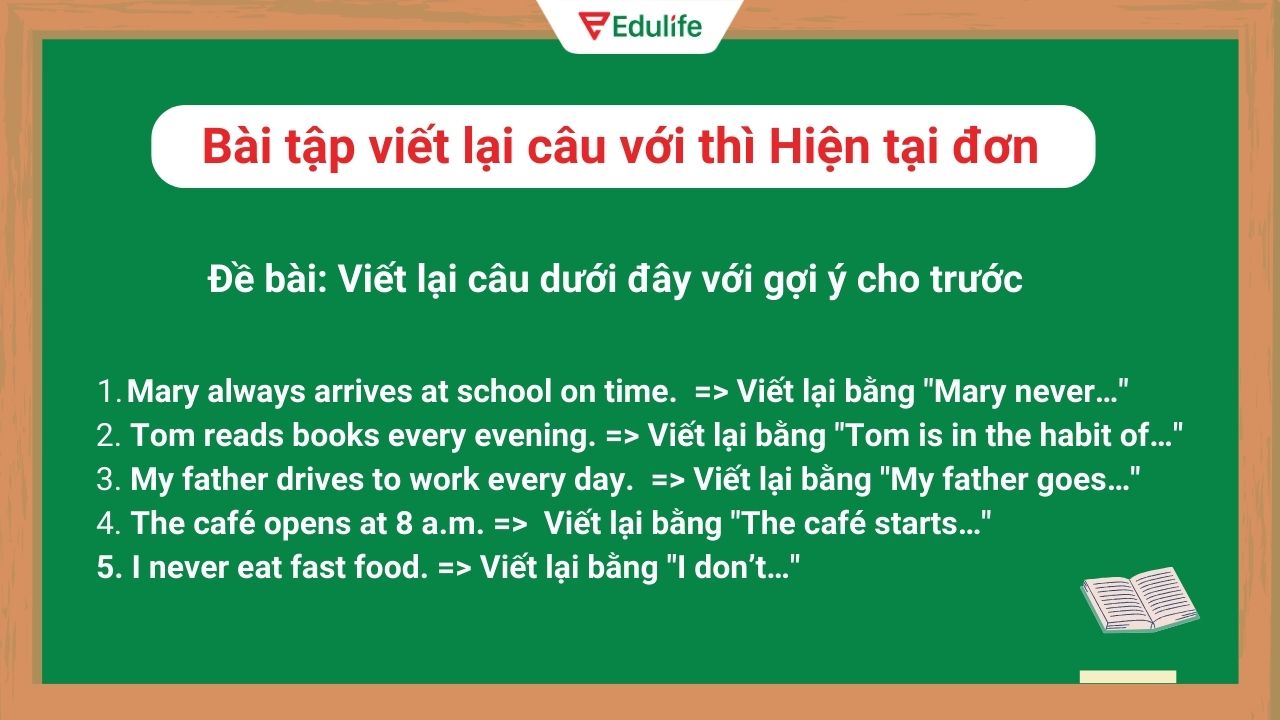 Bài tập viết lại câu thì hiện tại đơn có đáp án