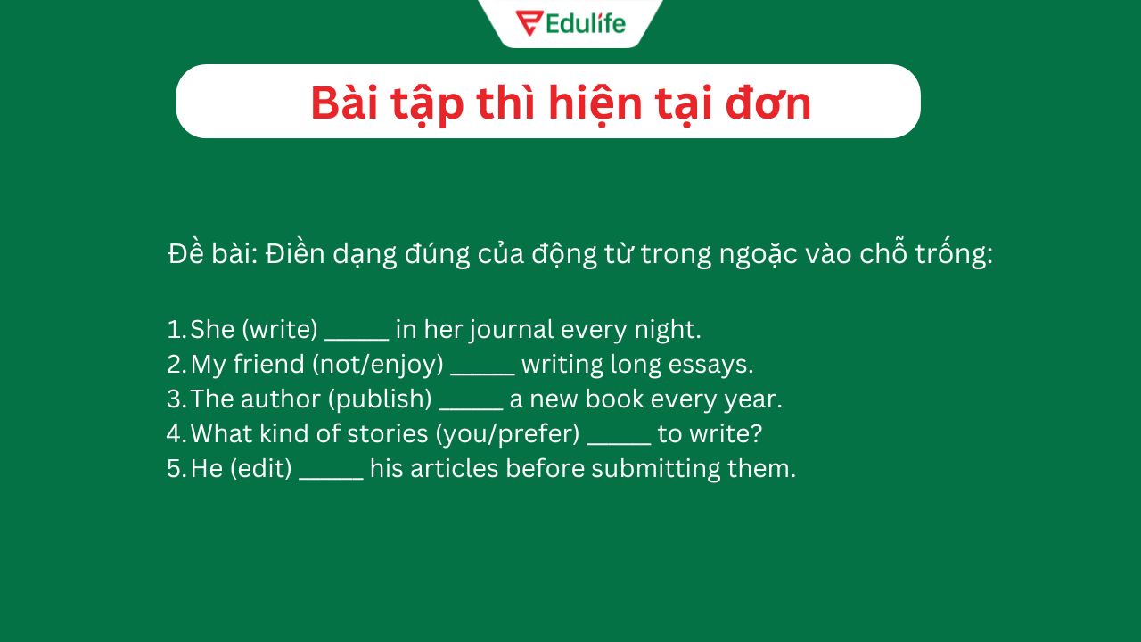 Luyện tập bài tập thì hiện tại đơn