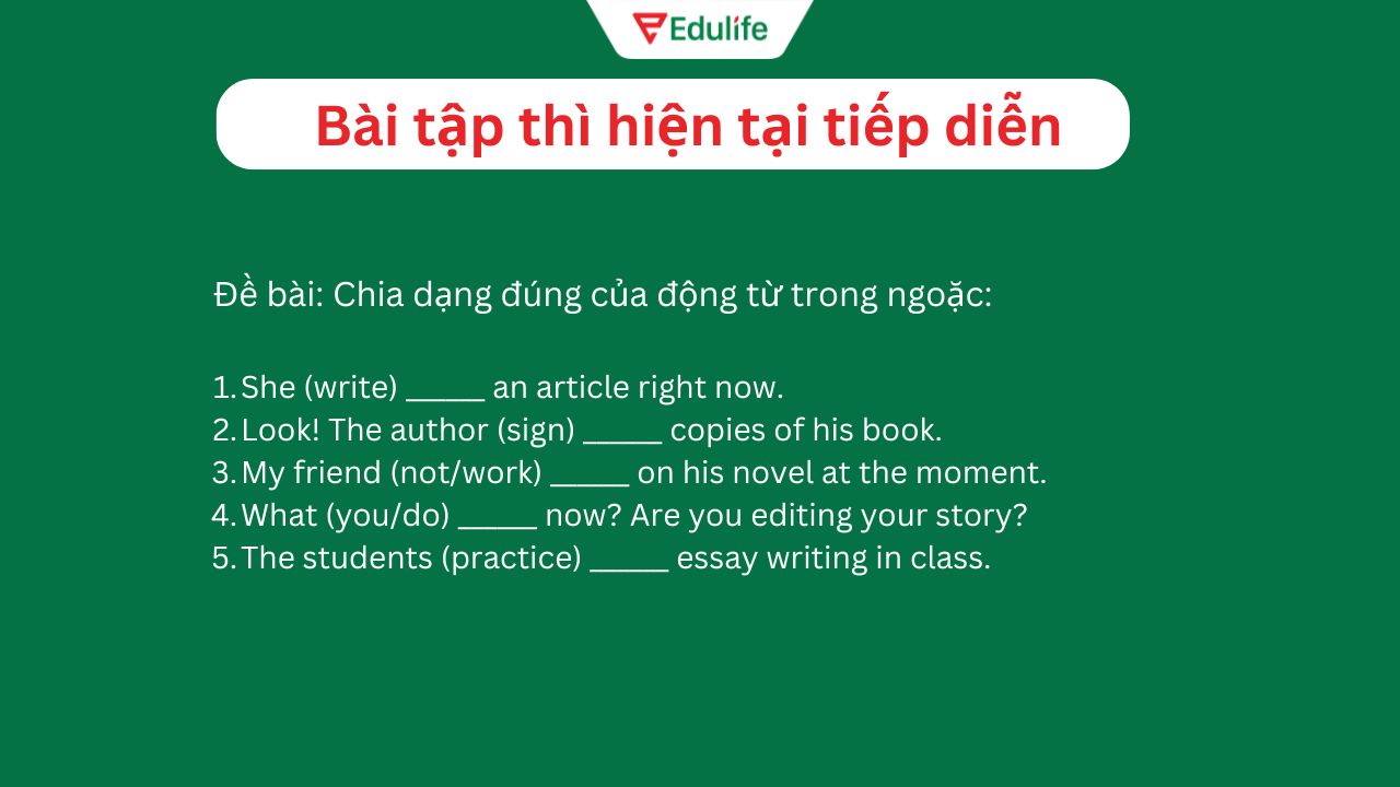 Luyện tập bài tập thì hiện tại tiếp diễn