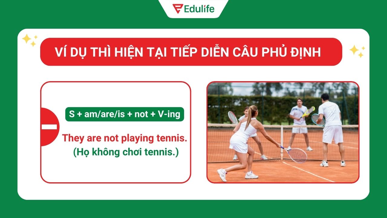 Ví dụ câu phủ định thì hiện tại tiếp diễn​