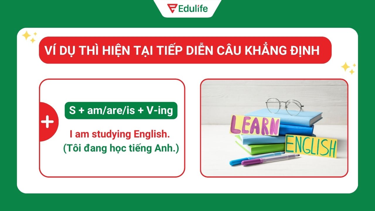 Ví dụ thì hiện tại tiếp diễn dạng câu khẳng định ​