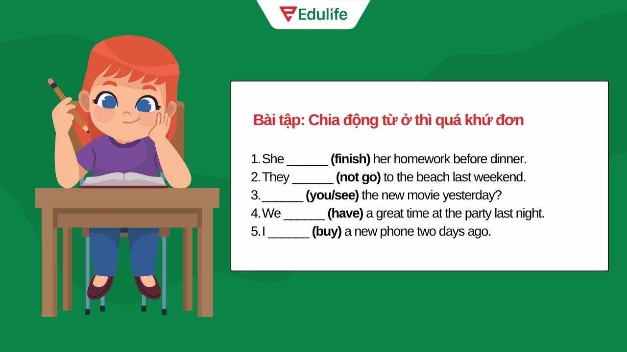 Bài tập chia động từ thì quá khứ đơn