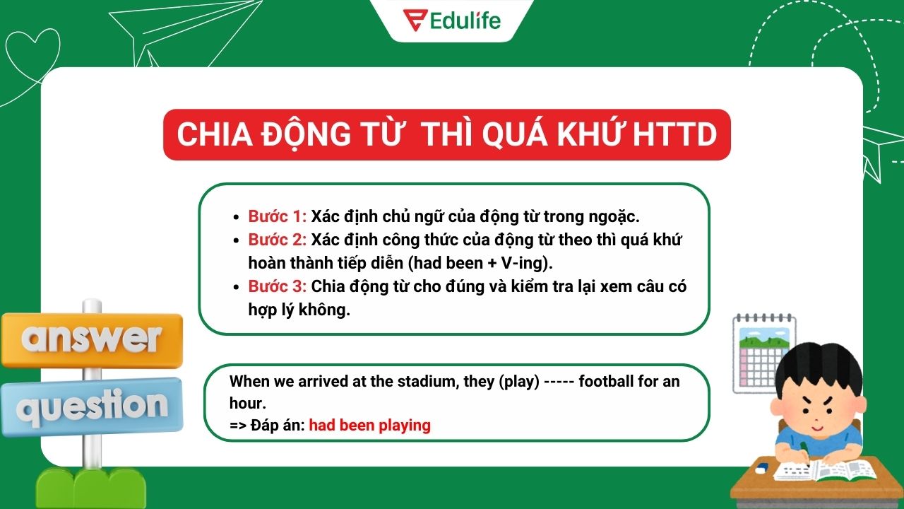 Dạng bài chia động từ thì quá khứ hoàn thành tiếp diễn