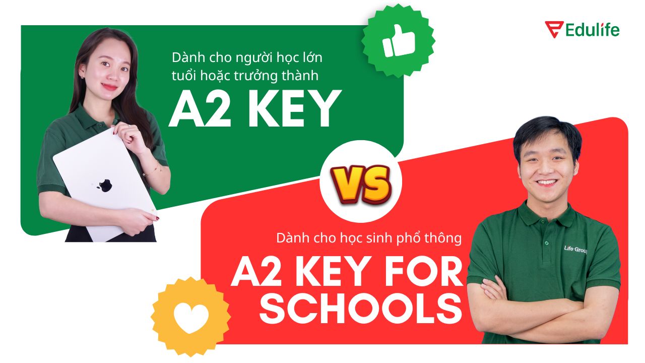 Sự khác biệt giữa A2 Key và A2 Key for Schools nằm ở đối tượng dự thi