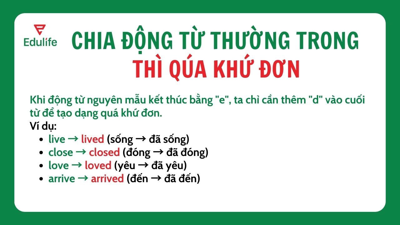 Nguyên tắc thêm d khi động từ có đuôi e