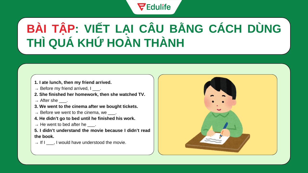 Bài tập viết lại câu thì hiện tại hoàn thành