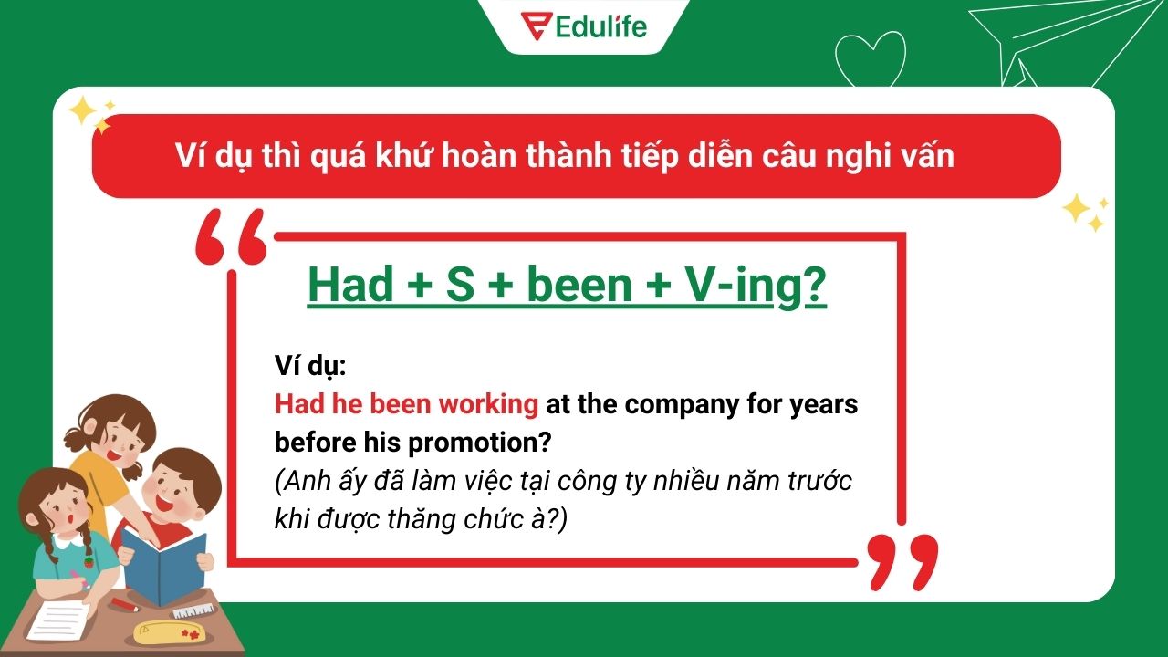 Ví dụ thì quá khứ hoàn thành tiếp diễn câu nghi vấn ​