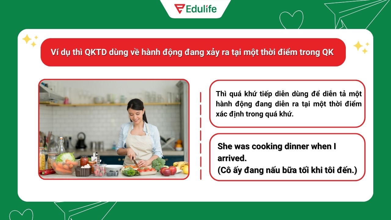 Ví dụ thì quá khứ tiếp diễn về hành động đang xảy ra tại một thời điểm trong quá khứ