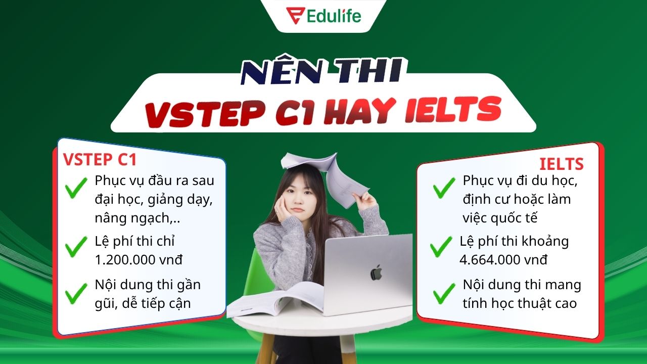Việc lựa chọn thi VSTEP C1 hay IELTS phụ thuộc vào mục đích sử dụng của bạn