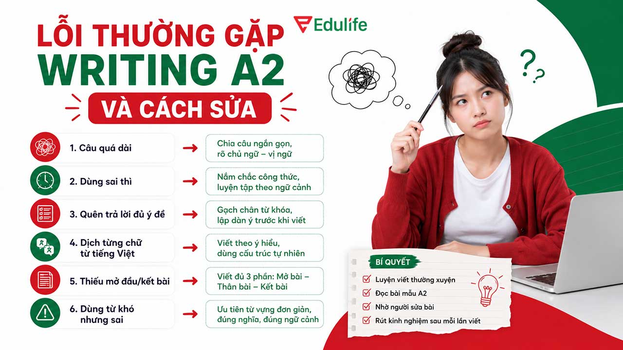 Những lỗi thường gặp trong phần Writing A2 