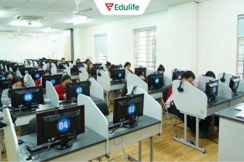 Phòng thi Vstep B2 Đại học Hà Nội HANU được trang bị đầy đủ thiết bị