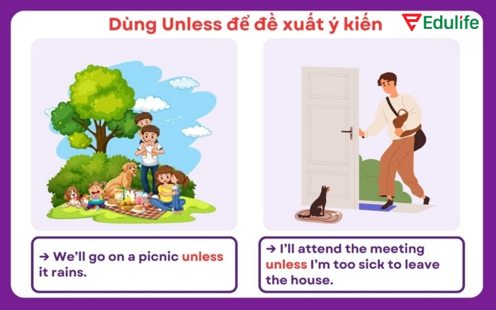 Cấu trúc Unless có thể dùng khi muốn đề xuất ý kiến, nhắc nhở với ai đó