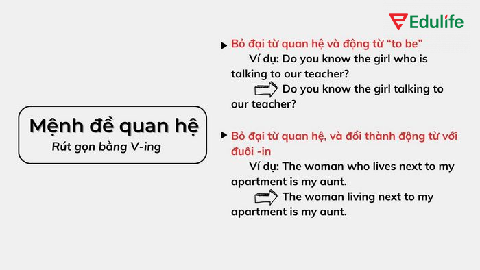 Có thể rút gọn mệnh đề danh ngữ thành một cụm V-ing khi chủ ngữ trong mệnh đề giống với chủ ngữ của mệnh đề chính