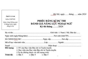 Download mẫu phiếu đăng ký thi VSTEP