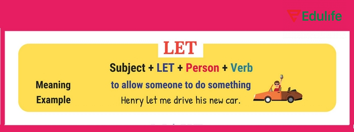 Cấu trúc “Let someone do something” dùng khi muốn cho phép/đồng ý để ai đó làm việc gì đó