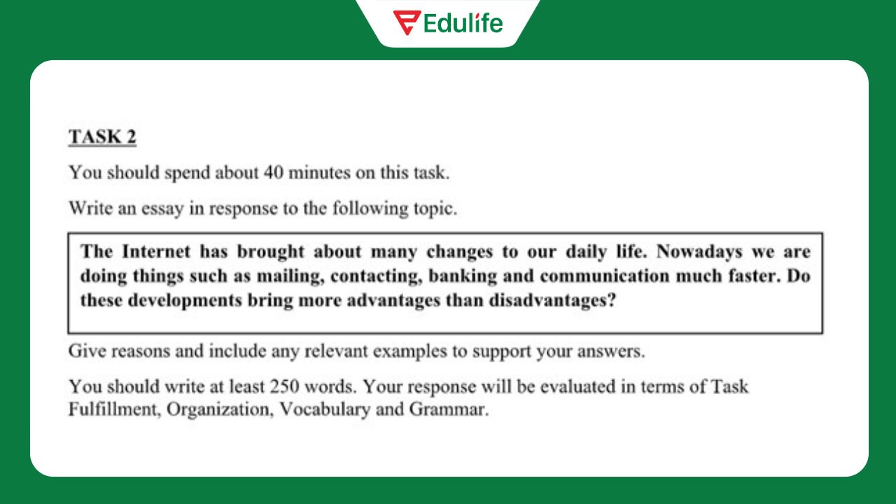 Đề mẫu phần thi Writing task 2
