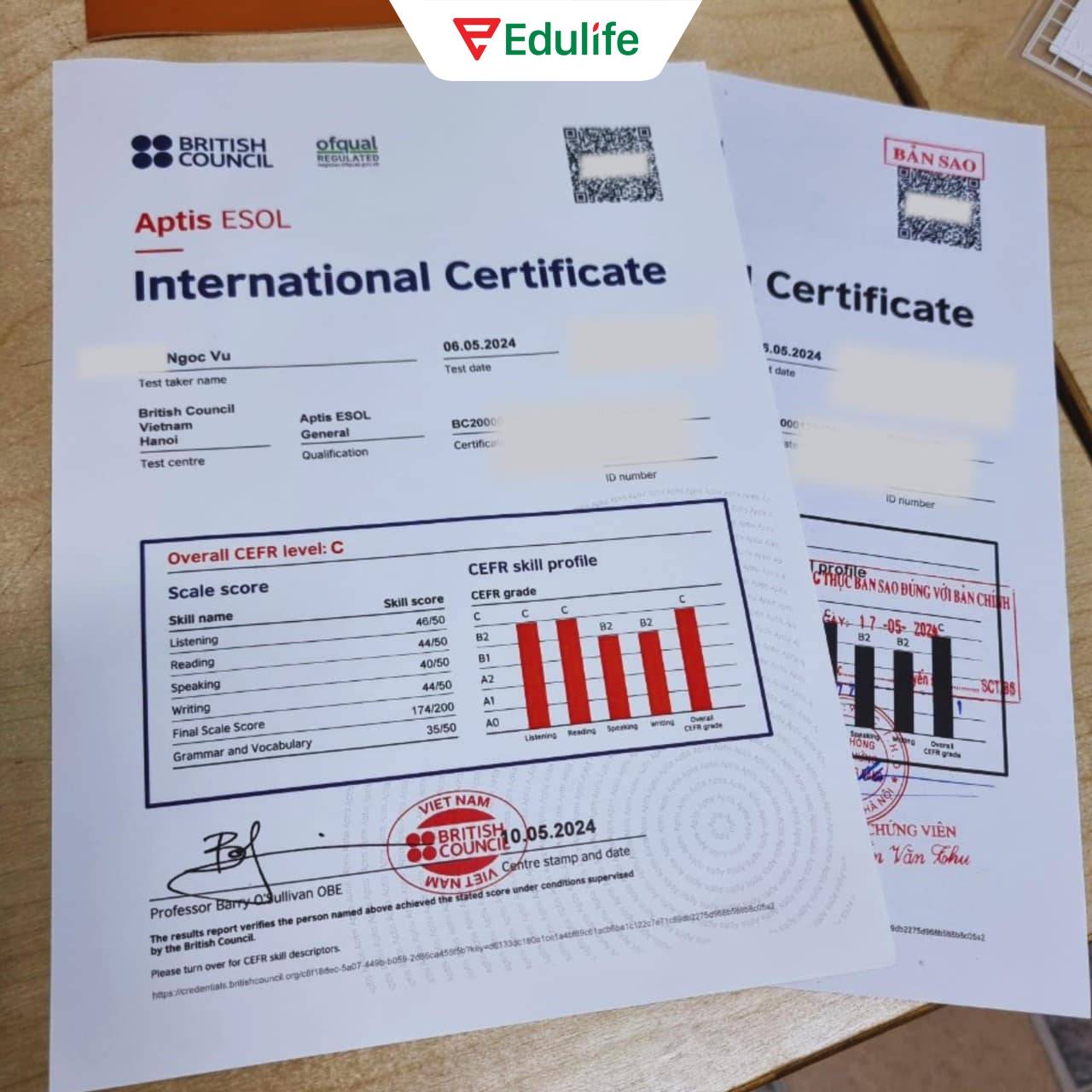 Chứng chỉ Aptis Esol có giá trị vĩnh viễn