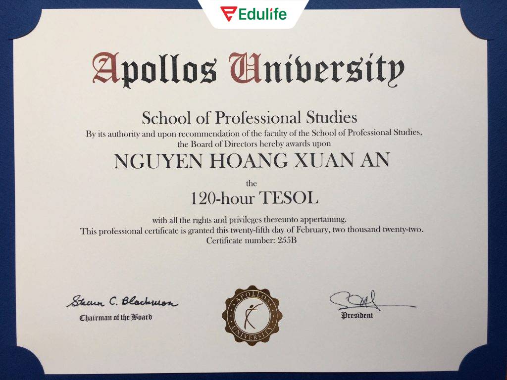 Chứng chỉ TESOL 120-hour