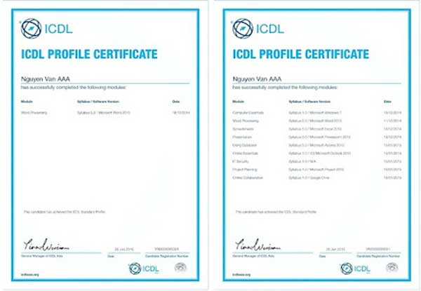 mẫu chứng chỉ tin học của bộ giáo dục