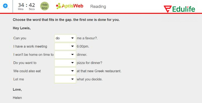 Khởi động phần thi Reading trong Aptis Practice với kỹ năng đọc hiểu câu