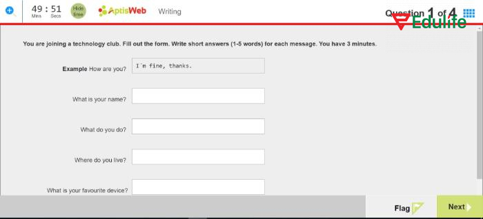 Thí sinh cần tập trung viết với các phần trong vòng 50 phút