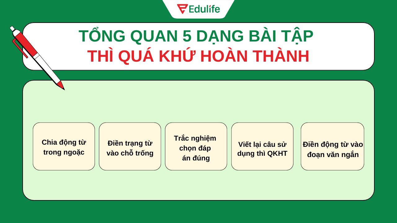 5 dạng bài tập thì quá khứ hoàn thành thường gặp