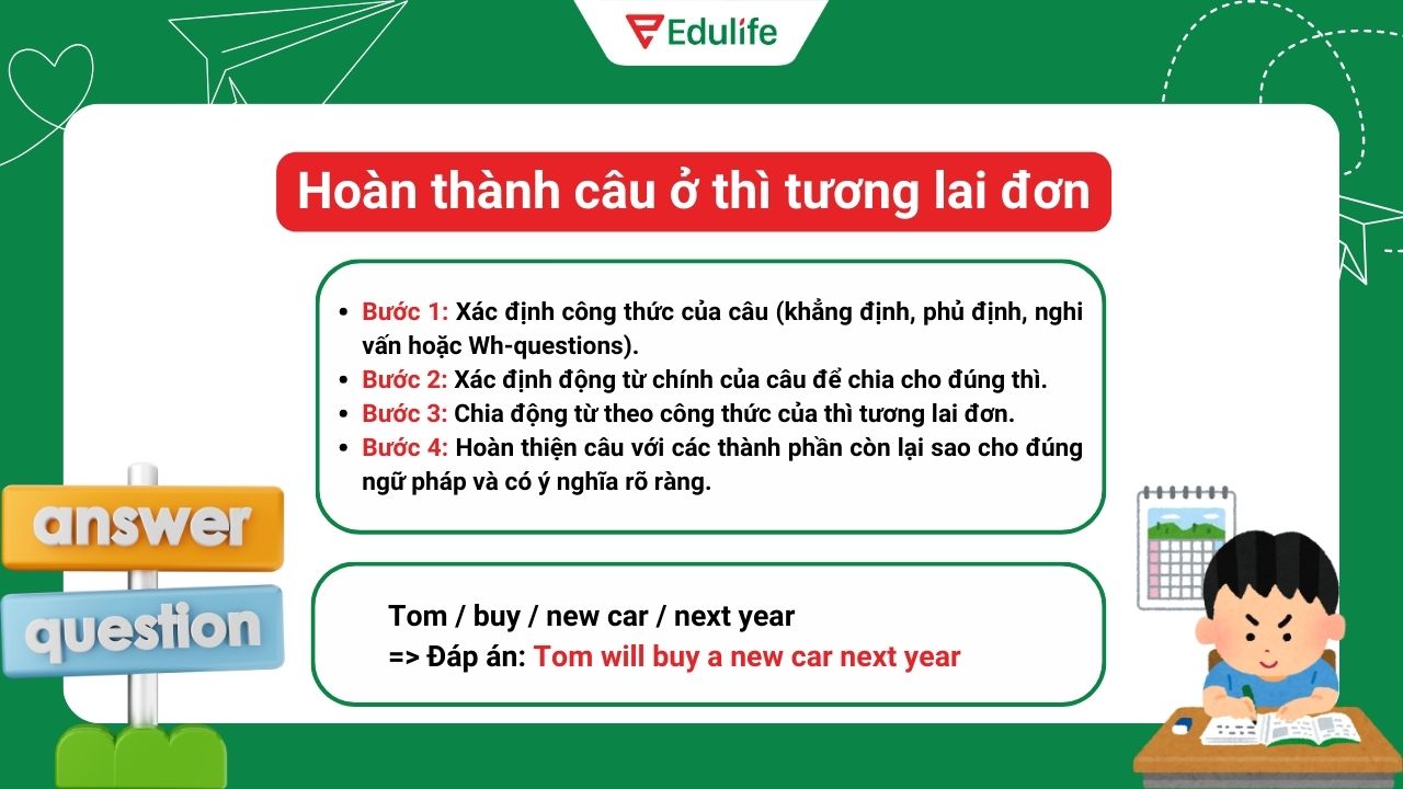 Bài tập hoàn thành câu ở thì tương lai đơn