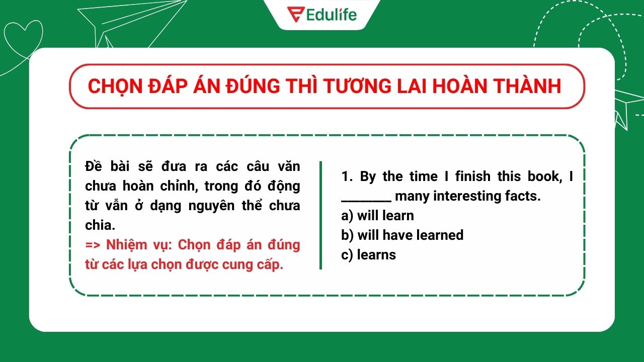 Dạng bài chia động từ thì tương lai hoàn thành​