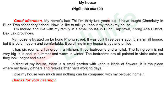 Trả lời các câu hỏi thi vấn đáp tiếng anh