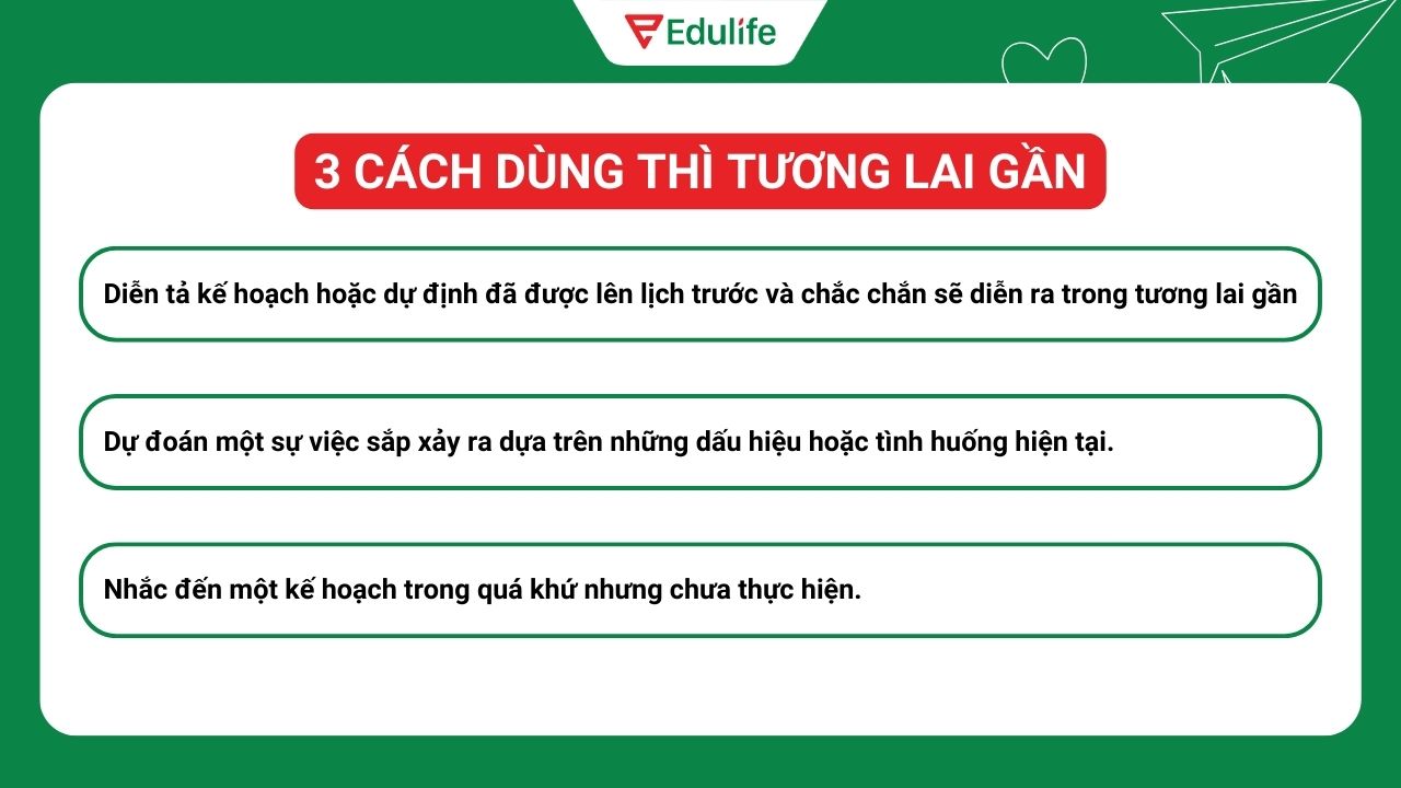 3 cách dùng phổ biến của thì tương lai gần