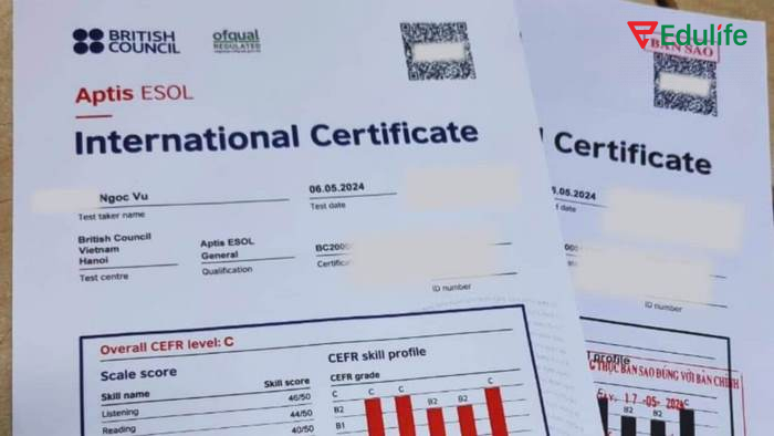 Khi xin cấp lại chứng chỉ APTIS, bạn sẽ không thể nhận được bản gốc