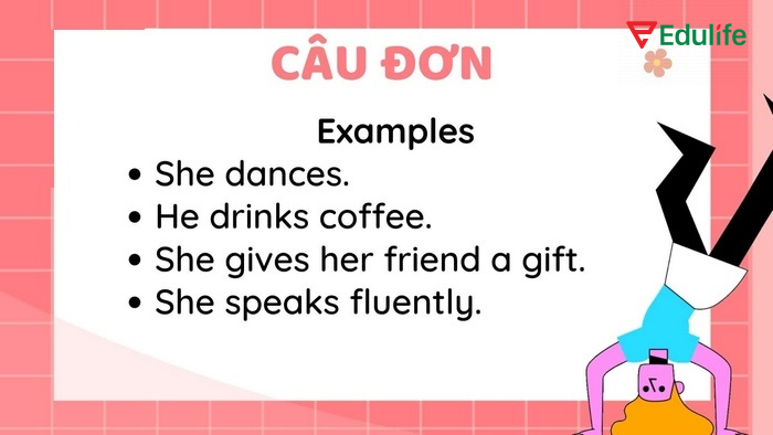 Một vài ví dụ về câu đơn