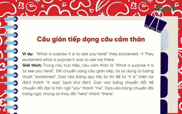 Câu gián tiếp kiểu cảm thán sẽ thể hiện cảm xúc mạnh mẽ trong câu nói