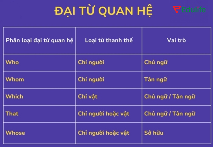Các đại từ quan hệ sử dụng trong câu phức tiếng Anh